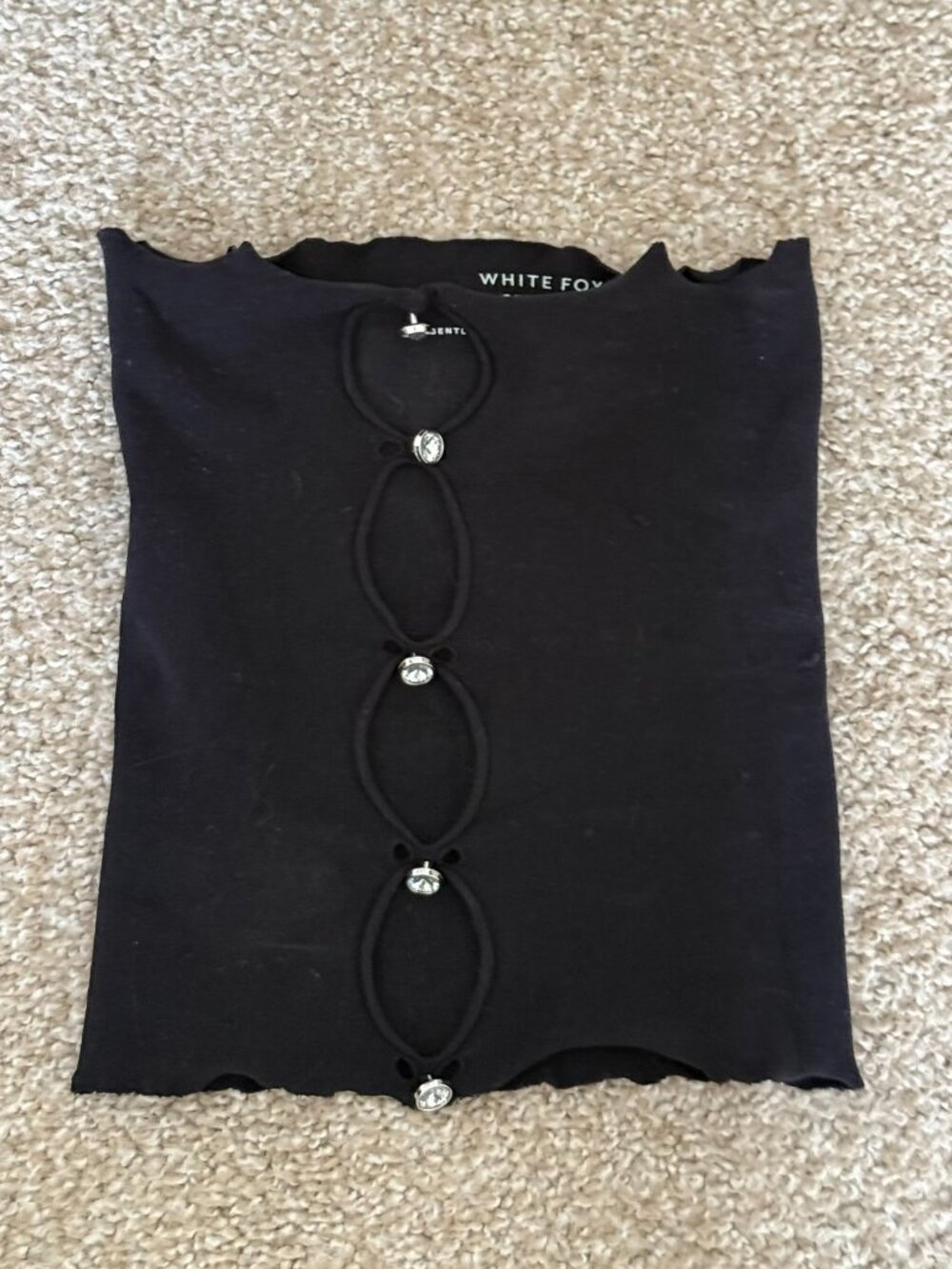 White Fox Triggered Crop top in Black
